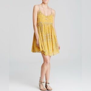 Free People Sunlit Yellow Mini Dress